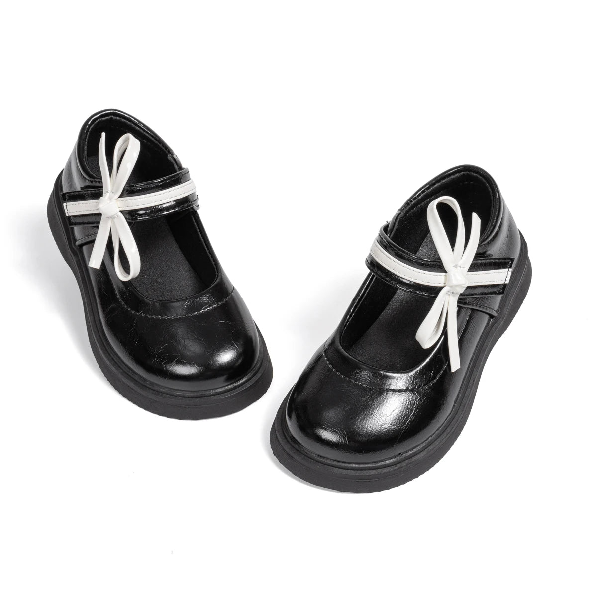 Classic Children's Leather Shoes Spring and Autumn Bow Metal Buckle Mary Jane Party Shoes Soft Bottom Black Princess Shoes