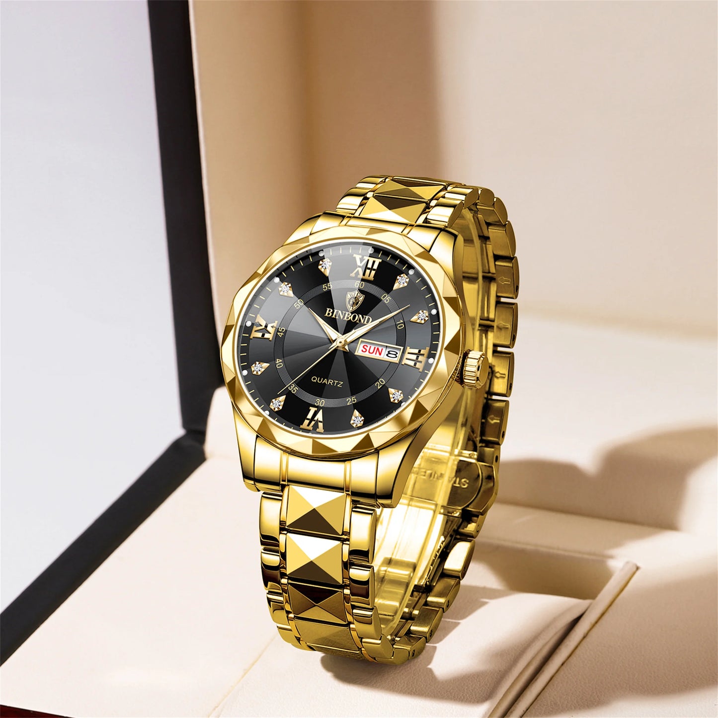 2pcs/set Authentic Luxury Couple Watch Golden Stainless Steel Lovers Quartz Wrist Watches For Women Men Analog Wristwatch 2521