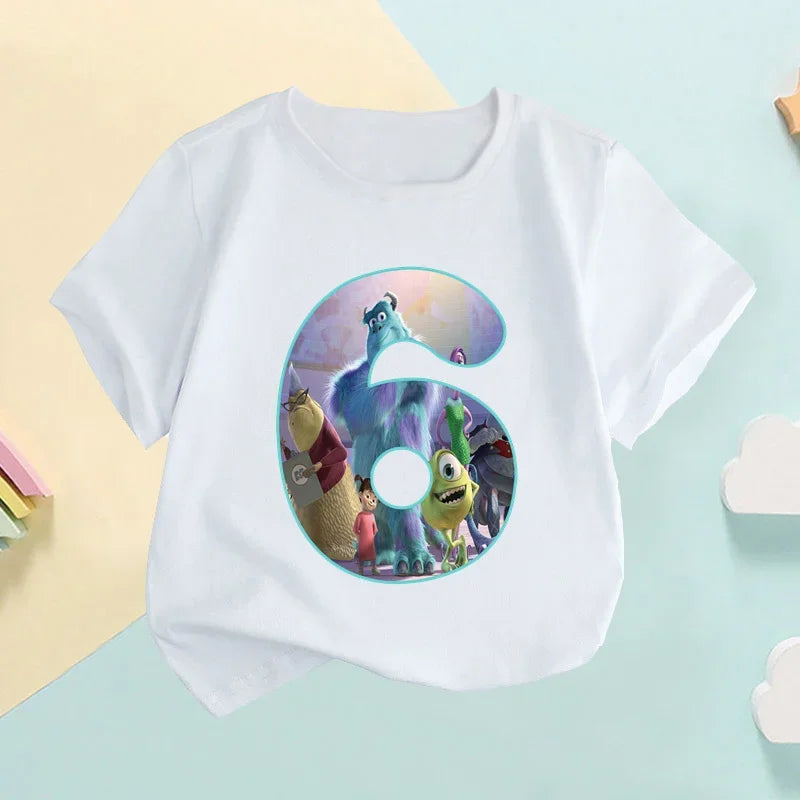 Baby Children T-Shirts It's My 1 2 3 4 5 6 7 8 9 Years Birthday Boys Girls T Shirt Monsters Inc University Cartoon Kids Clothes
