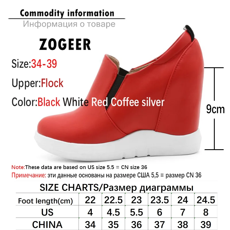 Hidden Platform Wedges Sneakers Women Spring Autumn Casual Shoes On Platform Comfort Wedge Heels Red White Sneaker Female