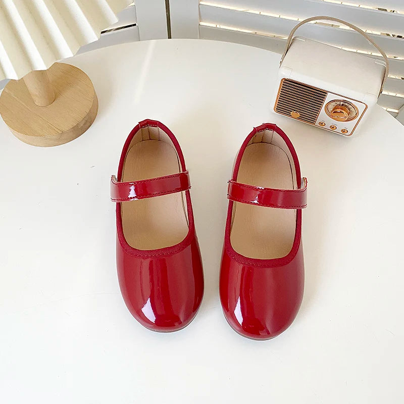 Children Princess Shoes Solid Color Concise Style Leisure Kids Flat Shoe Patent Leather Soft Flexiable Spring Girl's Shoe 27-36