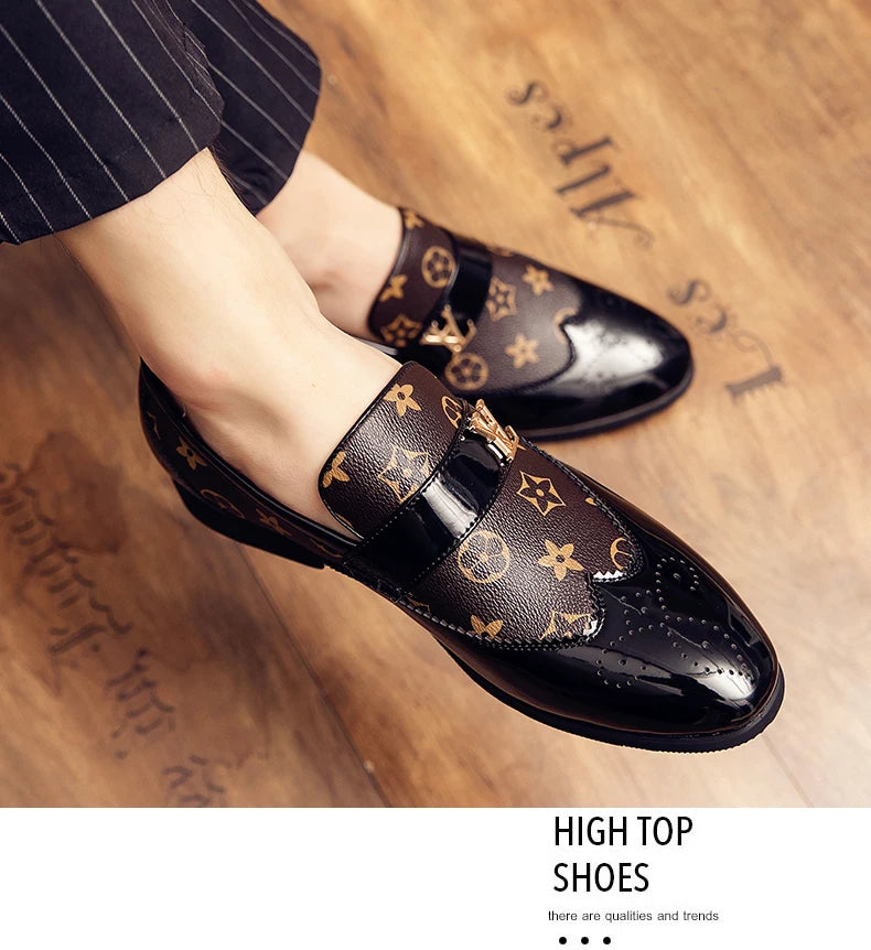 Doudou Shoes New Men's British Business Genuine Leather Slip-On Soft Leather Shoes Pointed Toe Hairstylist Versatile Trendy Shoe