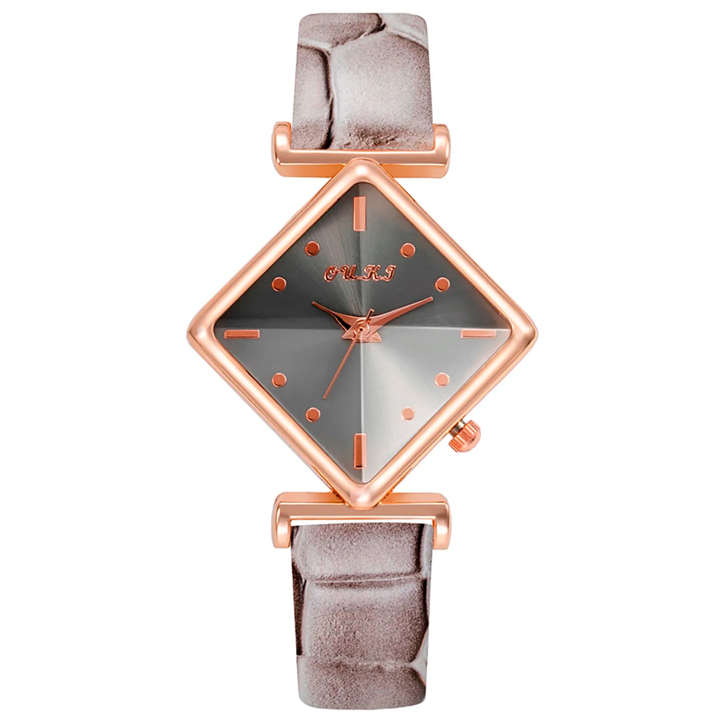 Women'S Casual Square Watch Diamond Glass Sugar Leather Band Simple Scale Luxury Quality Ladies Fashion Quartz Watch