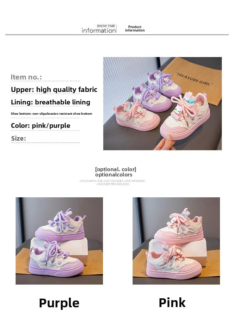New 2025 Spring Autumn Girls Fashion Sneakers Princess Style Lightweight Casual Shoes for Little Girls