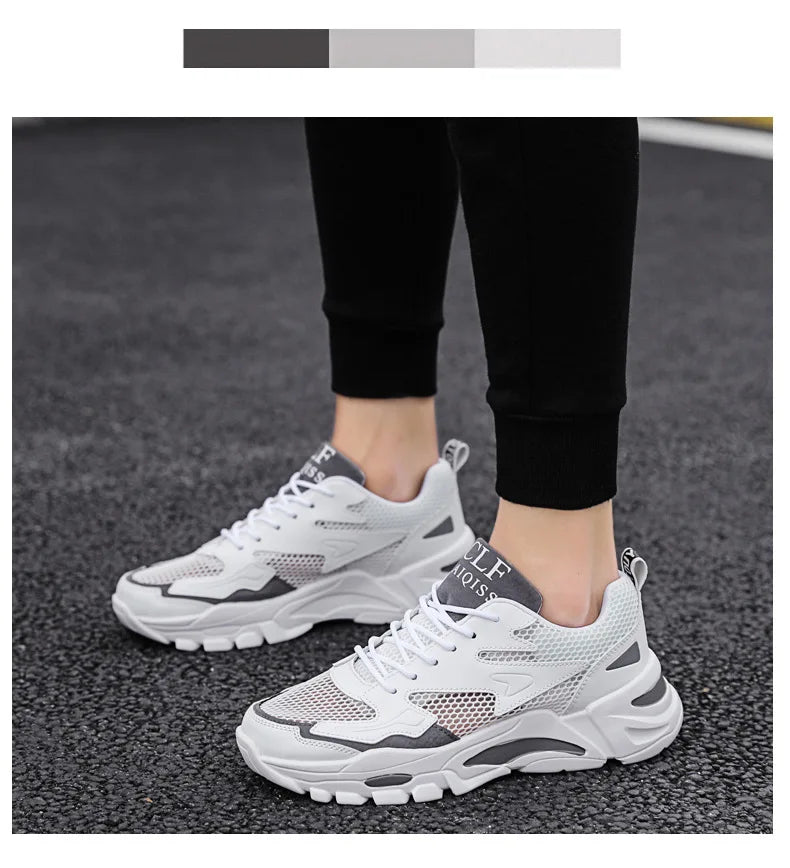 Mesh Men's Sneakers white summer platform sneakers Stylish Lace-up Male Sneaker Breathable Man Tenis Footwear men's sports shoes