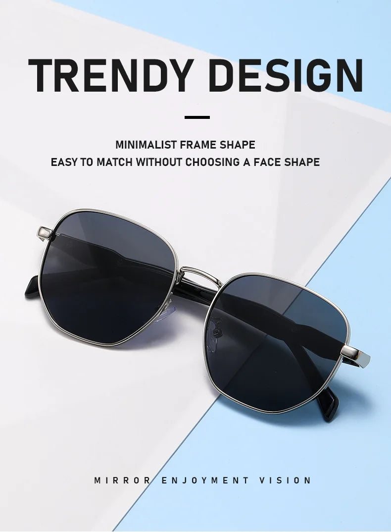 Street Photography Sunglasses For Women, Metal Fashion Uv Anti-retro Round Frame Trendy Personalized Car Sunglasses 2415