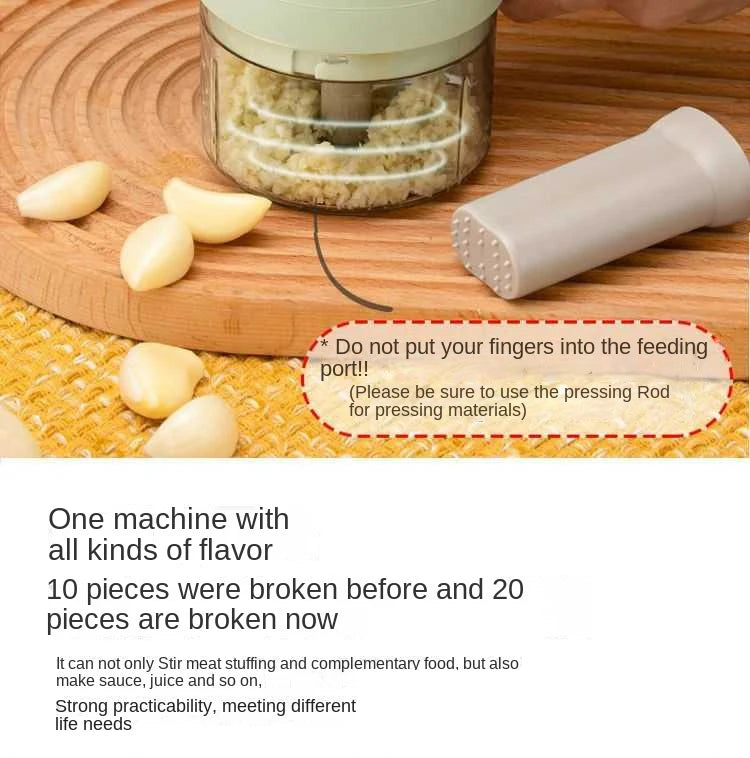 4 in 1 Handheld Electric Vegetable Cutter Set for Garlic Pepper Chili Onion Celery Ginger Meat with Brush Kitchen Tools