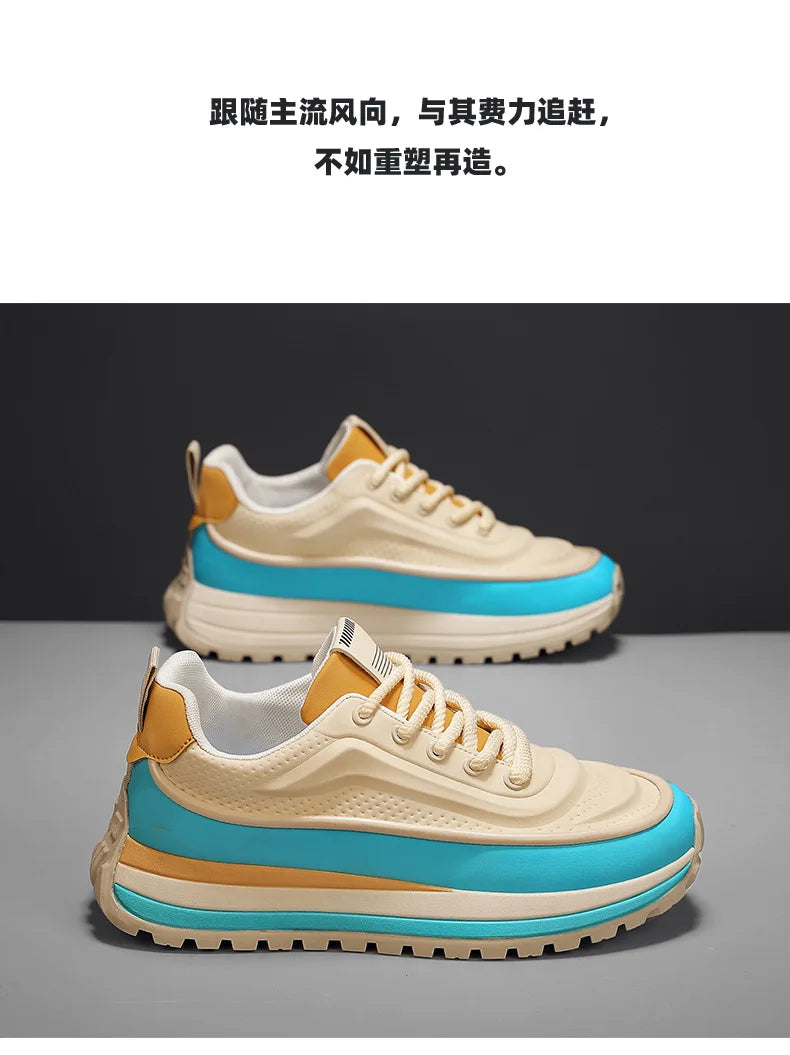New Shoes for Men Chunky Sneaker Thick-soled Casual Sport Shoes Street Trend Colors Height Increasing Platform Shoes