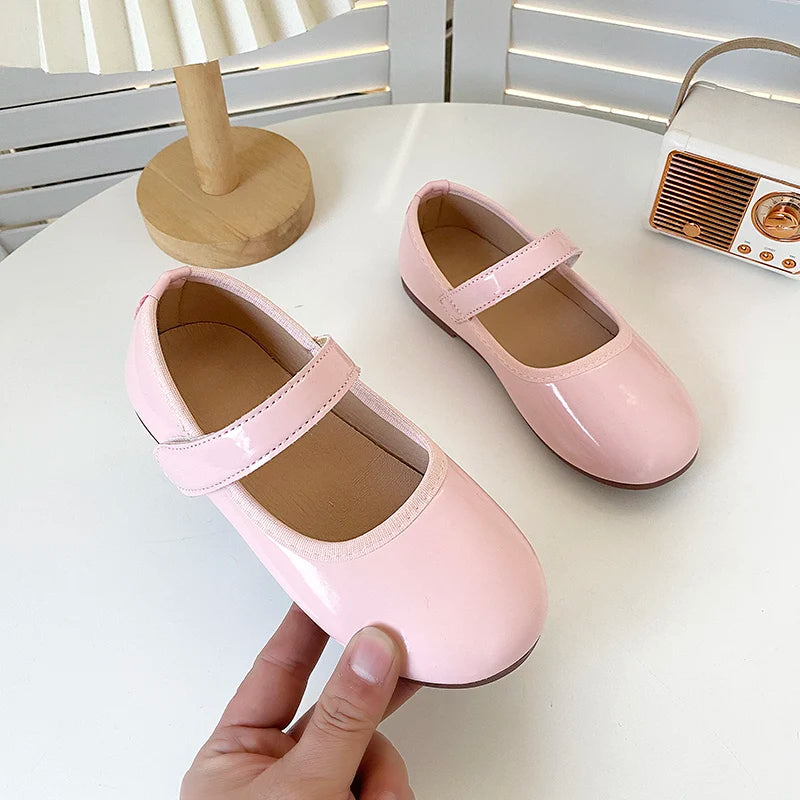 Children Princess Shoes Solid Color Concise Style Leisure Kids Flat Shoe Patent Leather Soft Flexiable Spring Girl's Shoe 27-36
