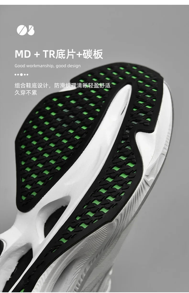 Marathon Air Cushion Carbon Plate Sports Running Shoes Men Breathable Lightweight Women's Comfortable Athletic Nonskid Sneakers