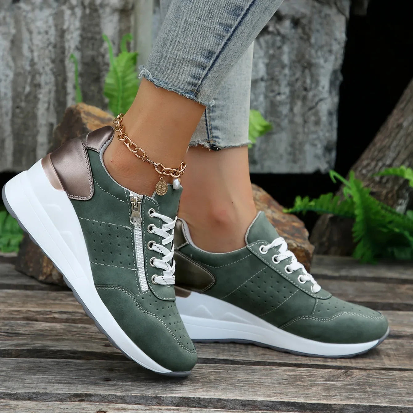 2025 spring autumn Shoes Woman Trend Wedge Platform Casual Shoes Women Lace Up Sports Shoes Woman Non Slip Breathable Sneaker