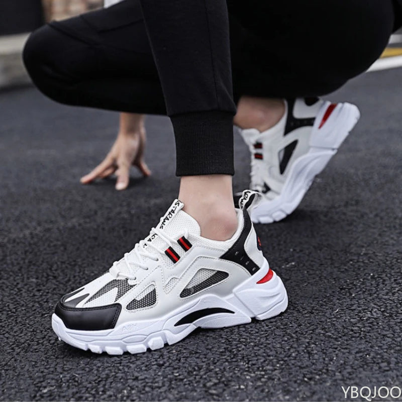 New Men's Shoes Spring Autumn Breathable Mesh Shoes Thick soled Height Increasing Shoes Men's Versatile Trendy Sports Shoes