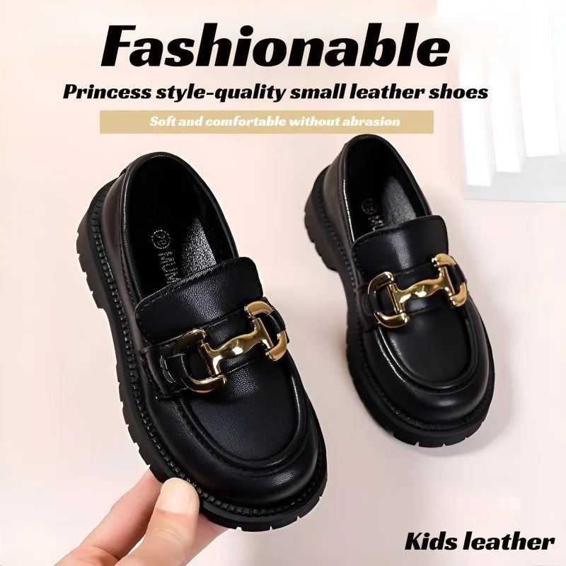 Girls' leather shoes princess shoes spring and autumn loafers non-slip soft-soled fashionable shoes