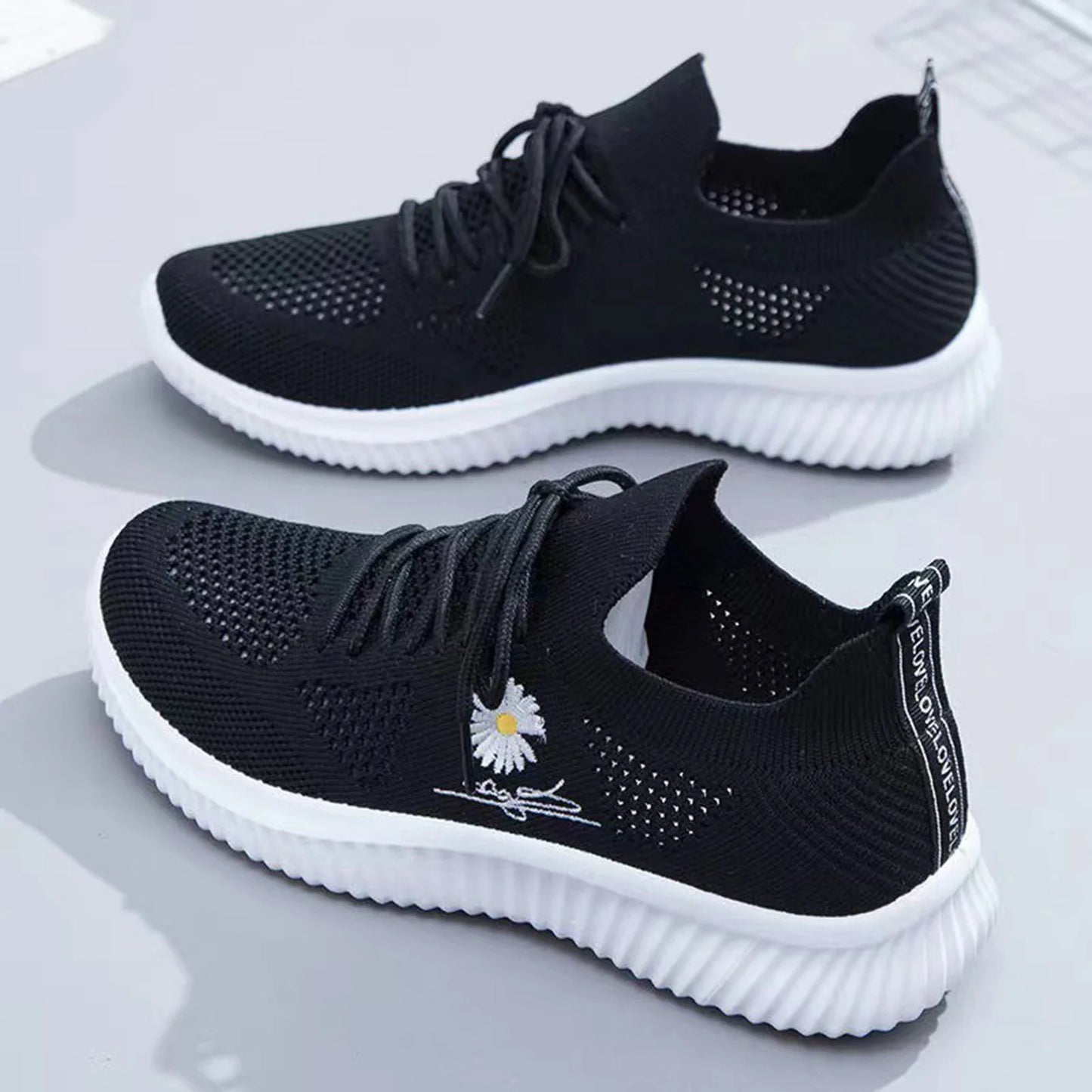 Women Lace Up Mesh Sneakers All Match Walking Shoes Outdoor Sneakers for Office Home Outdoor Wear