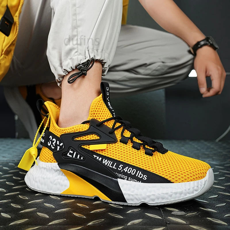 Men's new shoes sneakers light casual fashion running elastic leisure outdoor mesh summer sports tennis man walking 2025 size