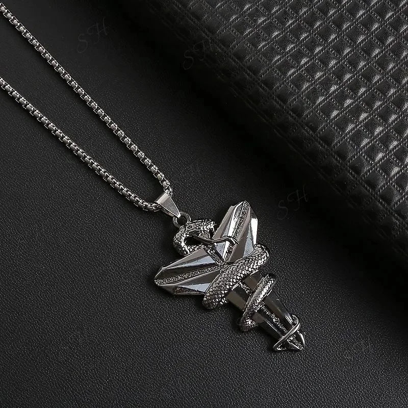 2023 Necklace for Men Basketball Fans Commemorative Necklace Pendant Snake Mamba Cross Jewelry Tide Daily Wearing