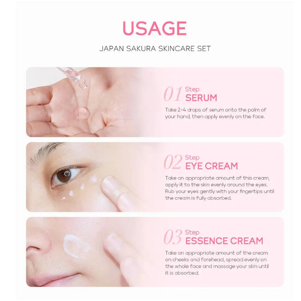 5/3pcs/Set Sakura Skin Care Sets Face Cream Serum Toner Facial Cleanser Sunscreen Eye Cream Gift Box Face Skin Care Set Product