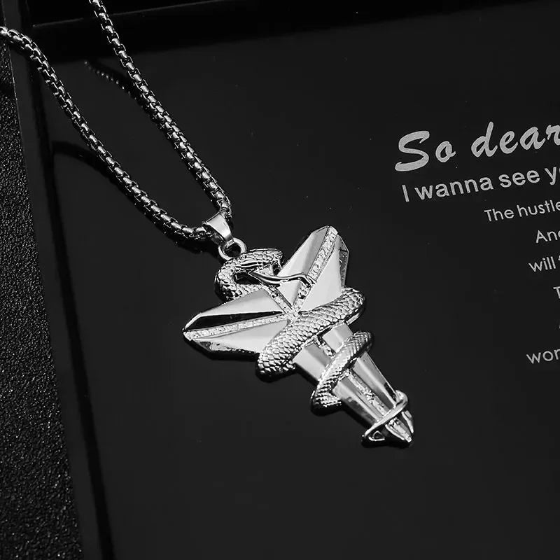 2023 Necklace for Men Basketball Fans Commemorative Necklace Pendant Snake Mamba Cross Jewelry Tide Daily Wearing