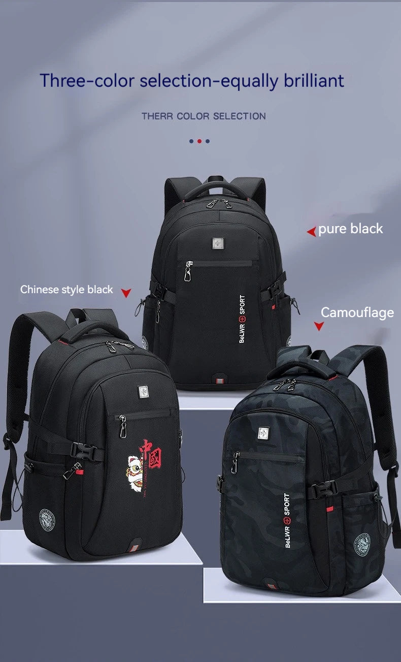 Backpack, male student backpack, computer bag, travel large capacity, thick, handsome, durable, dirt resistant