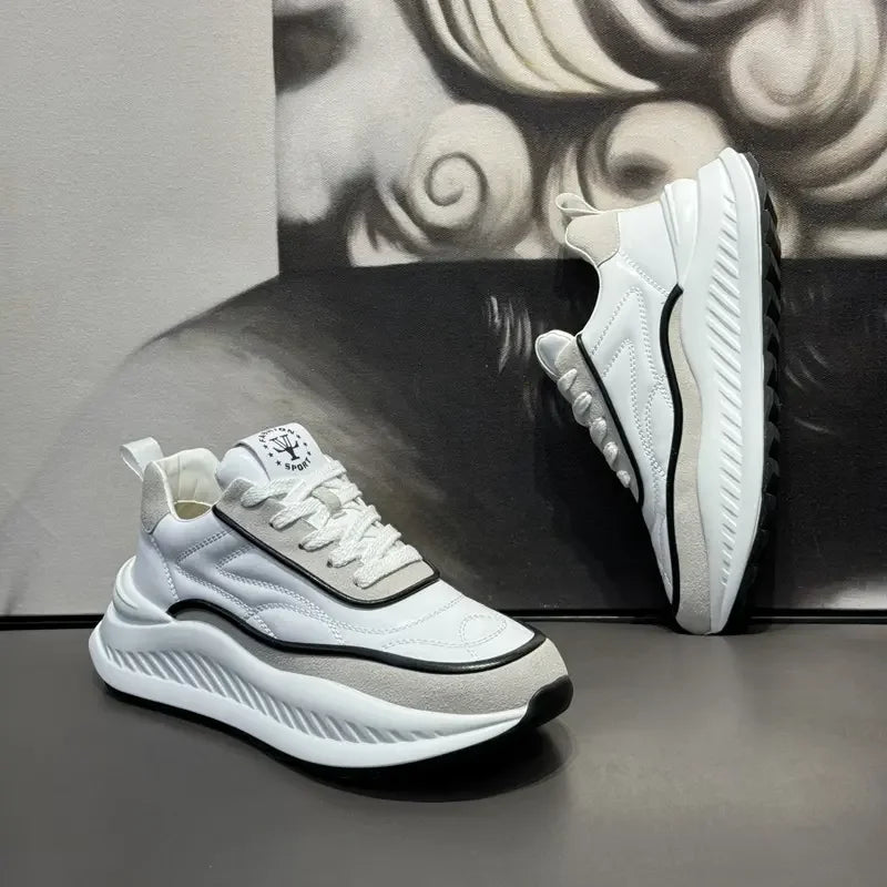 Chunky Sneakers Mens Designer Running Shoes Fashion Casual Microfiber Leather Upper Height Increased Flat Platform Sport Shoes