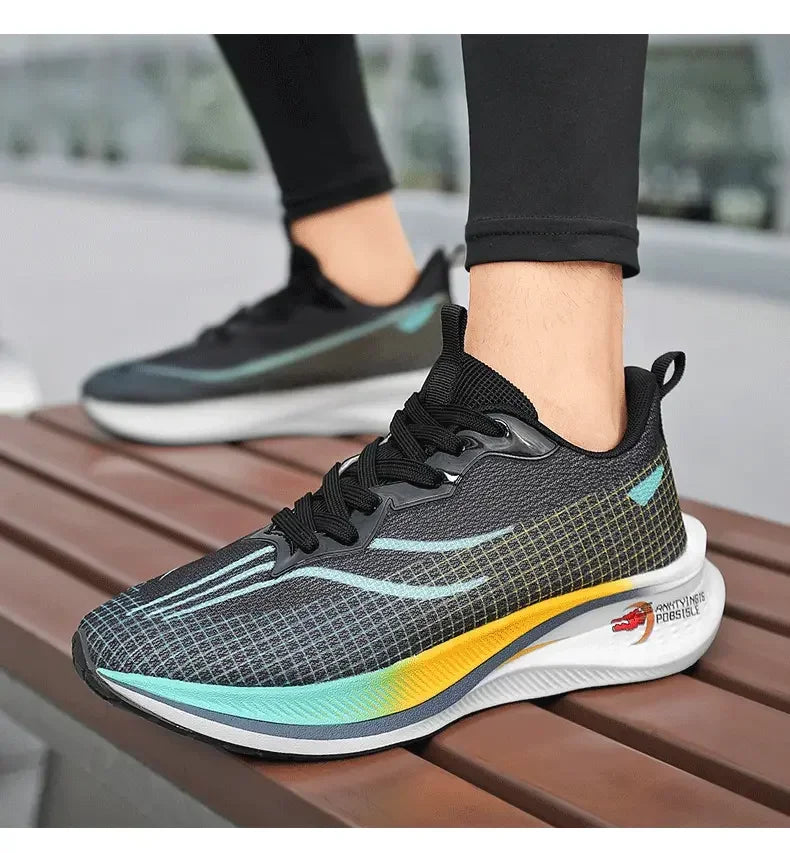 Marathon Air Cushion Carbon Plate Sports Running Shoes Men Breathable Lightweight Women's Comfortable Athletic Nonskid Sneakers