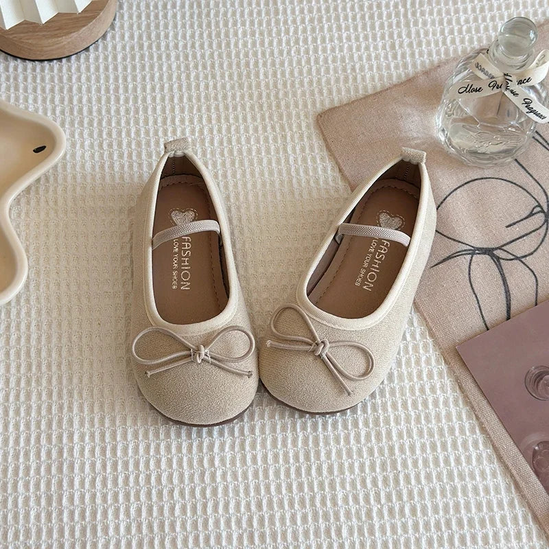 2025 Spring Autumn New Children Leather Shoes for Girls Fashion Korean Style Soft Sole Anti-slippery Sweet Bowtie Princess Shoes