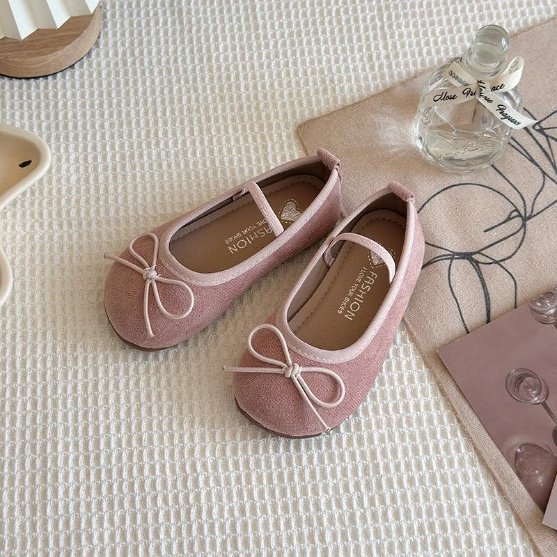 2025 Spring Autumn New Children Leather Shoes for Girls Fashion Korean Style Soft Sole Anti-slippery Sweet Bowtie Princess Shoes