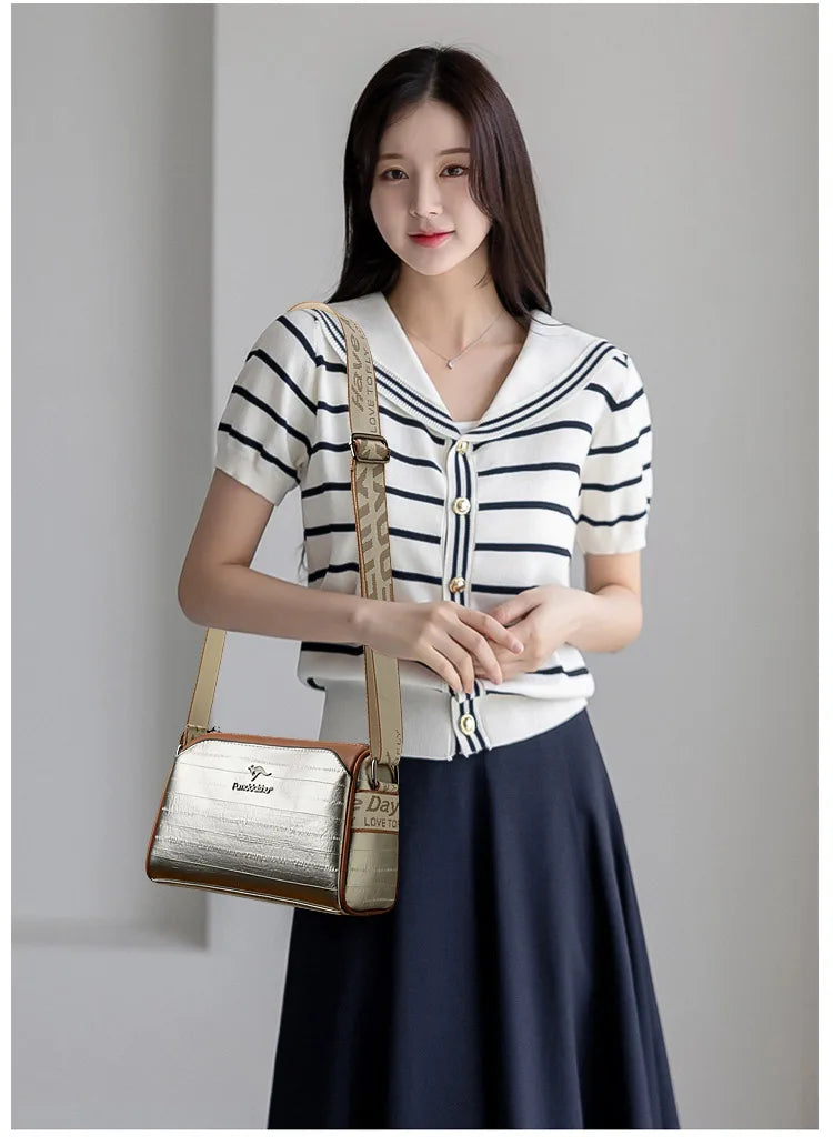 Women High Quality Soft Leather Shoulder Bags Luxury Designer Purses Crossbody Bag Ladies Vintage Messenger Commuting Sac A Main