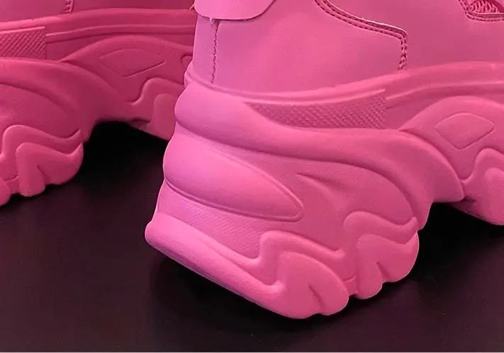 Hidden Heels White Chunky Sneakers Women Breathable Lace Up High Platform Shoes Woman 2025 Autumn Non-Slip Thick Bottom Sneakers