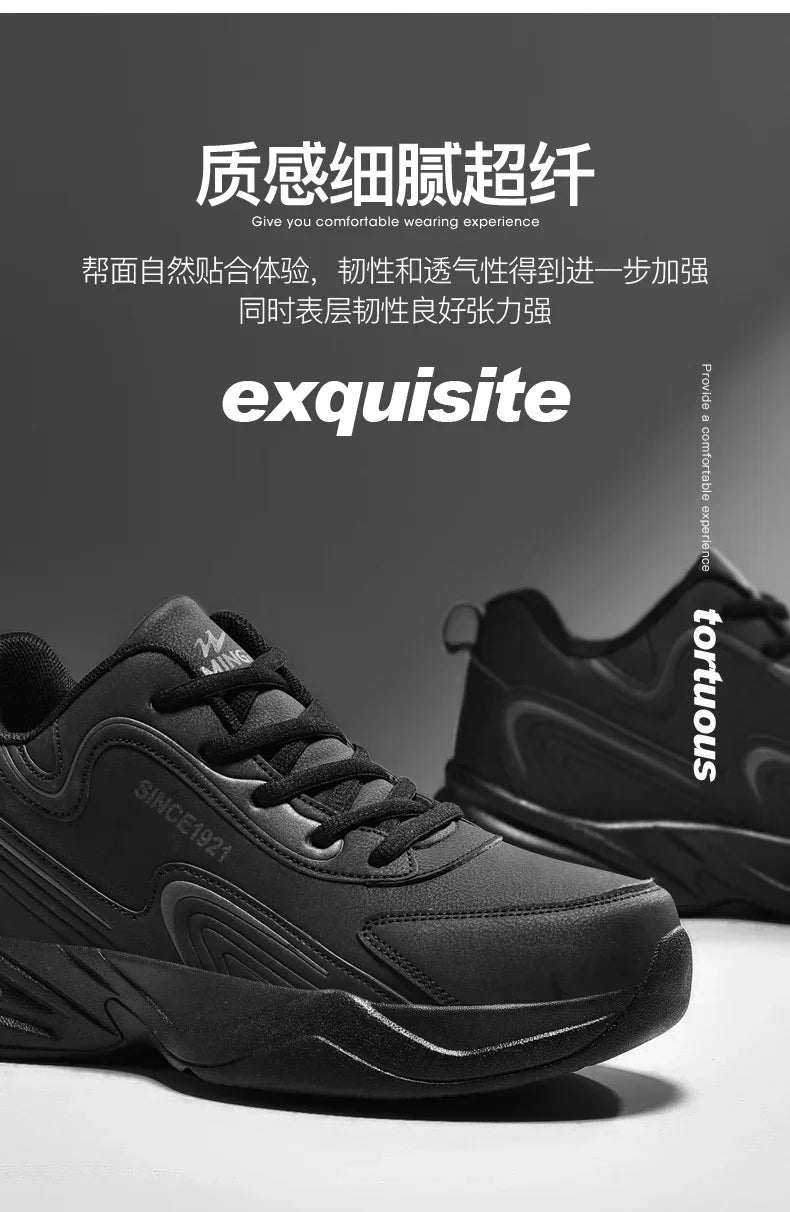 Men's Waterproof Leather Sneakers - Outdoor Walking Sports Shoes