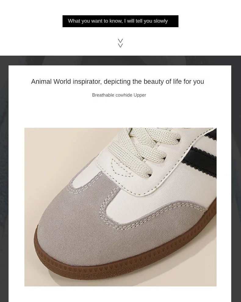 2024 Flat Luxury Shoes Women Autumn New Classic Ladies Sneakers Women Leather Retro Low Cut Lace -up Casual Round Toe Grey White