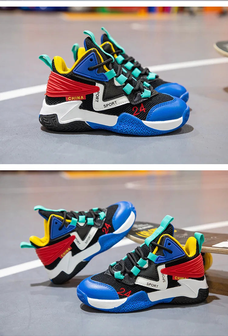 Boys' basketball shoes 2025new children'smeshbreathablesneakersboys' casual shoes, middle and big children's running shoes, tide