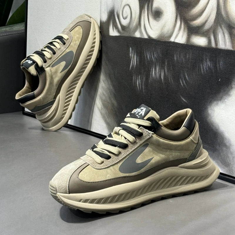Chunky Sneakers Mens Designer Running Shoes Fashion Casual Microfiber Leather Upper Height Increased Flat Platform Sport Shoes