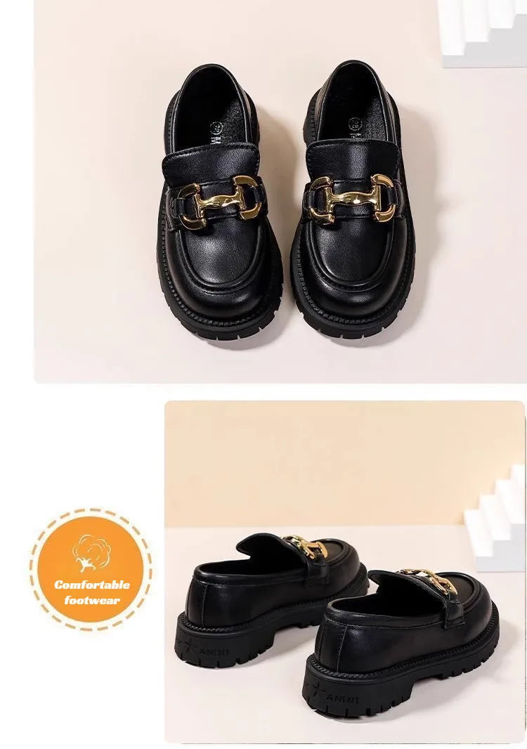 Girls' leather shoes princess shoes spring and autumn loafers non-slip soft-soled fashionable shoes