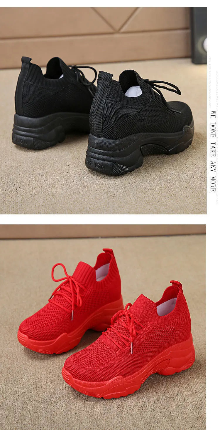 Hidden Heels Women Platform Sneakers Mesh Breathable Casual Shoes for Women Fashion Outdoor Women Running Shoes tenis de mujer