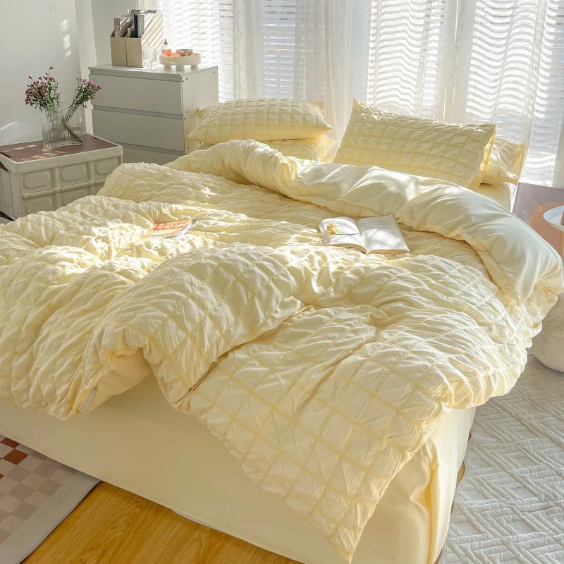 The Simple Solid-color Puffon Quilt Cover Is Suitable for Bedroom and Apartment Bedding