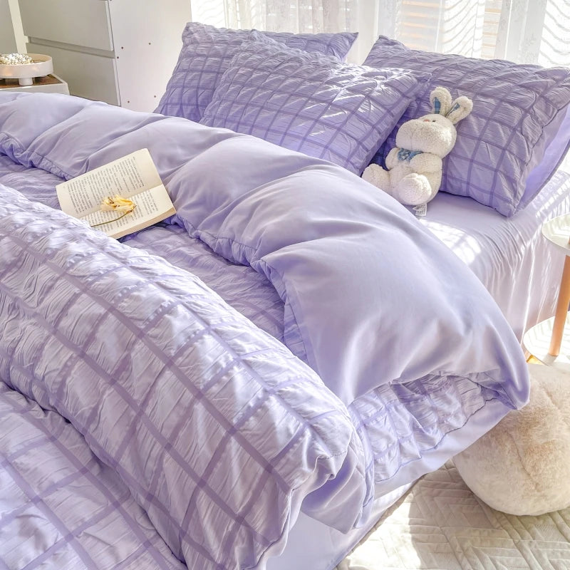 The Simple Solid-color Puffon Quilt Cover Is Suitable for Bedroom and Apartment Bedding