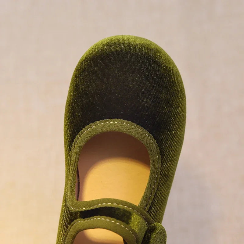 New 2025 Autumn Children Princess Shoes Girl's Ballet Flats Fashion Concise Style velvet Shallow Elegant All-match Kids Flats