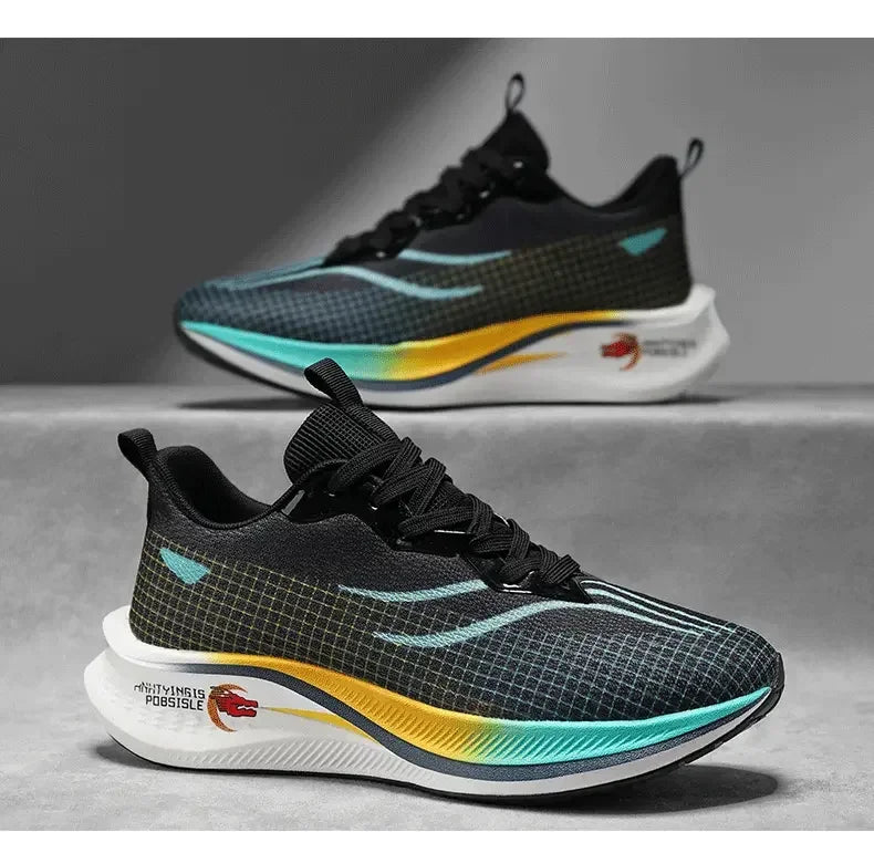 Marathon Air Cushion Carbon Plate Sports Running Shoes Men Breathable Lightweight Women's Comfortable Athletic Nonskid Sneakers