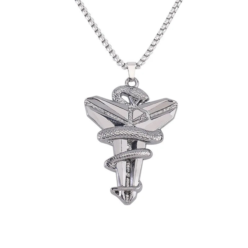 2023 Necklace for Men Basketball Fans Commemorative Necklace Pendant Snake Mamba Cross Jewelry Tide Daily Wearing