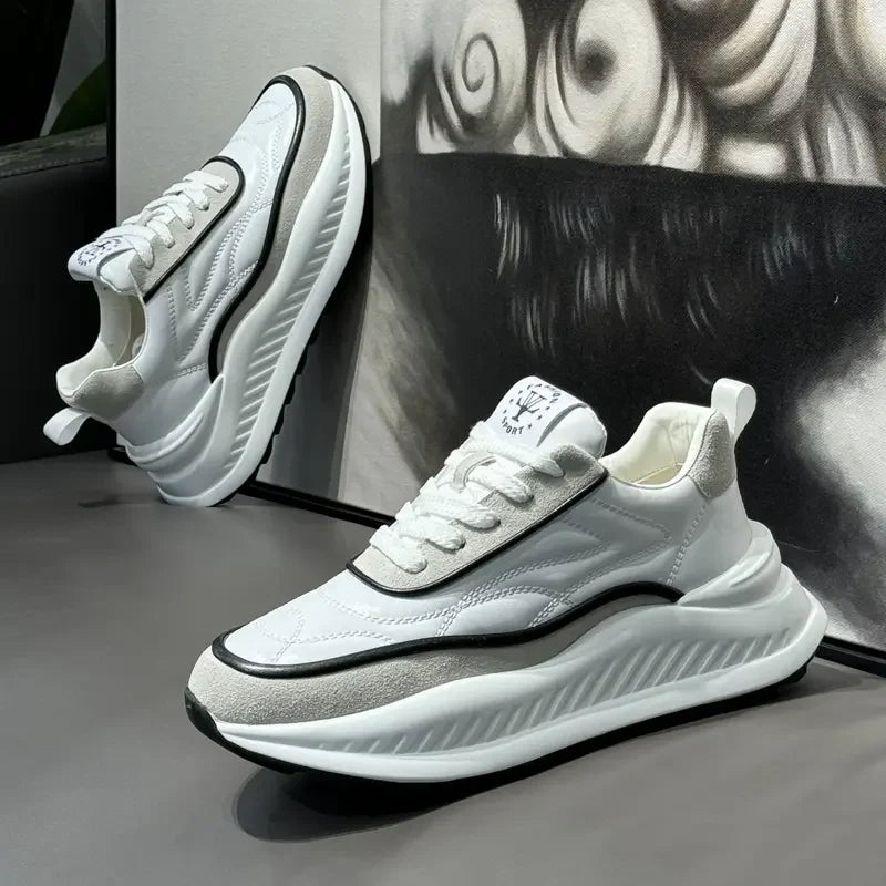 Chunky Sneakers Mens Designer Running Shoes Fashion Casual Microfiber Leather Upper Height Increased Flat Platform Sport Shoes