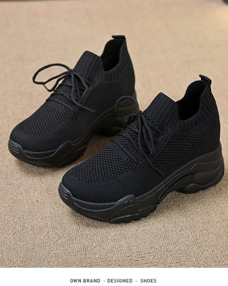 Hidden Heels Women Platform Sneakers Mesh Breathable Casual Shoes for Women Fashion Outdoor Women Running Shoes tenis de mujer