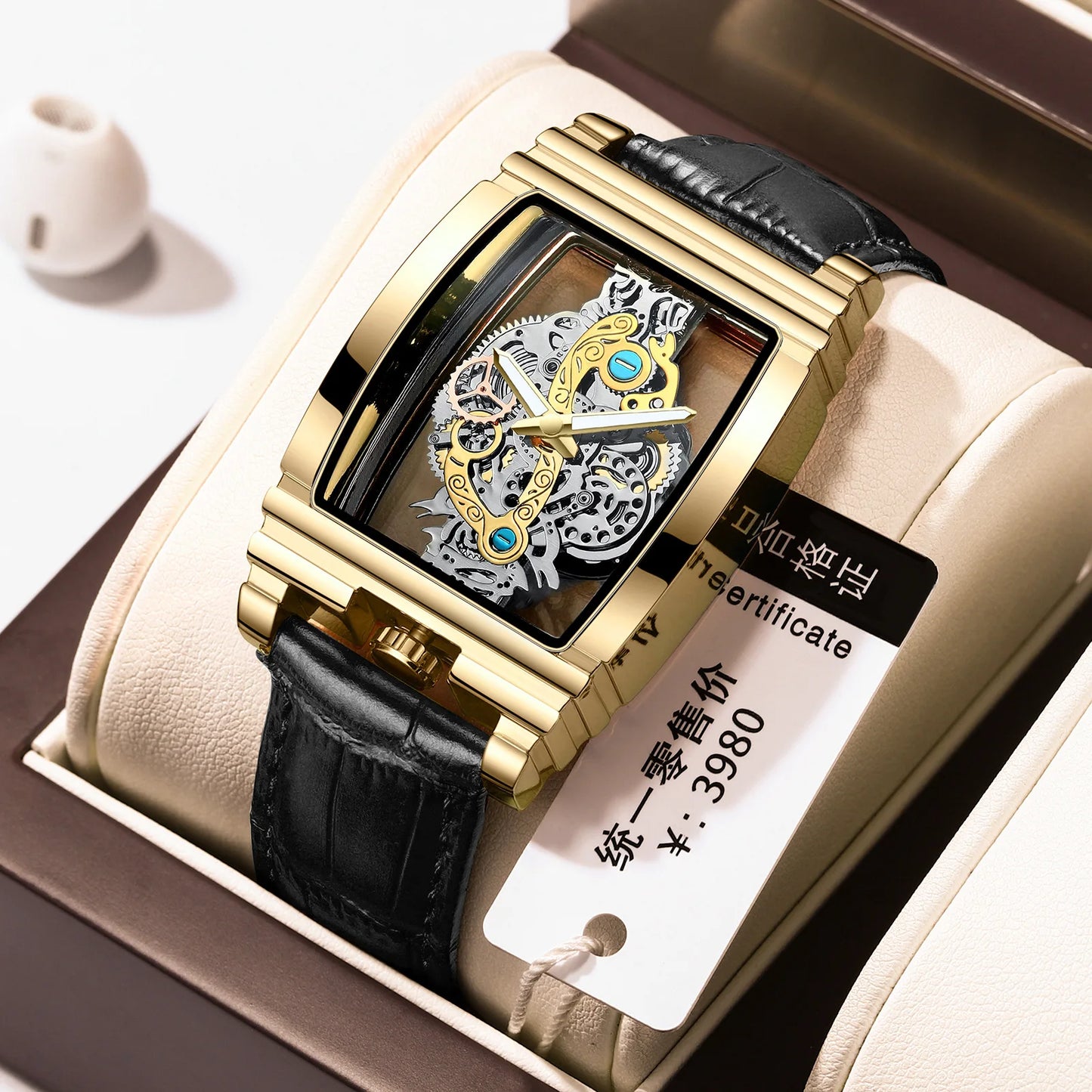 2024 Transparent Full Hollow Men Watch Metal Leather Quartz Mens Watches Waterproof Glow Cross-border Male Clock Wristwatch