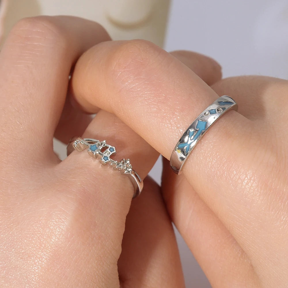 Sweet Couple Night Glowing Star Style Unique Design Premium Feel Adjustable Rings Simple Opening Luminous Lovers Exquisite Ring