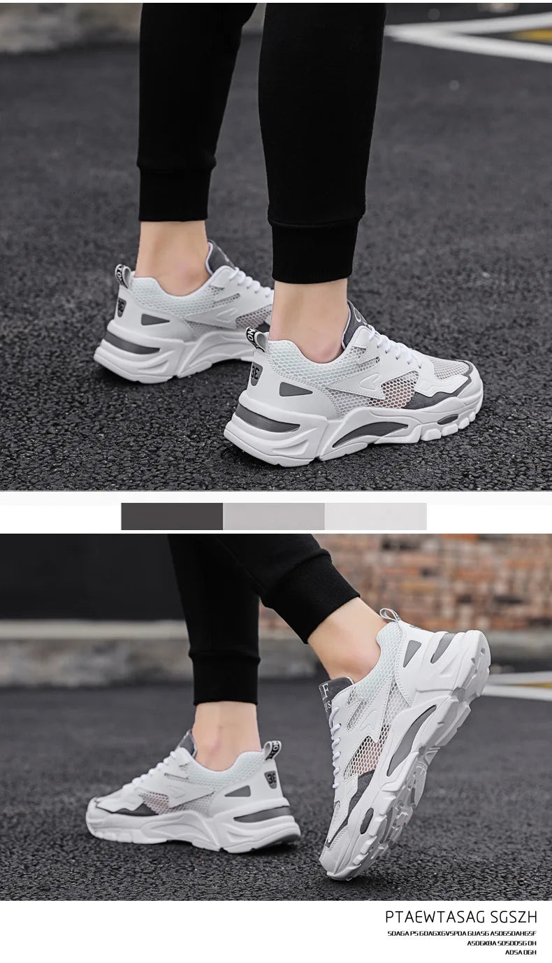 Mesh Men's Sneakers white summer platform sneakers Stylish Lace-up Male Sneaker Breathable Man Tenis Footwear men's sports shoes