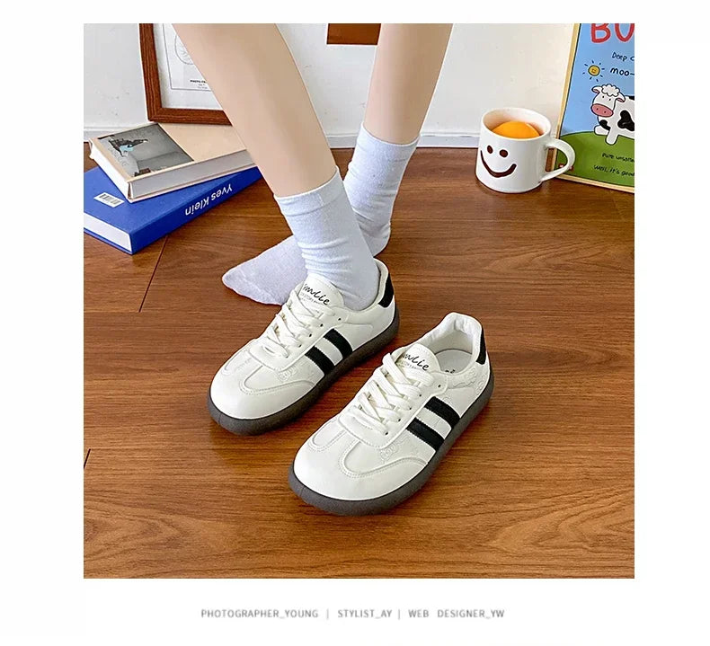 Women's Casual Outdoor Lace UpSport Shoes 2025 Spring Autumn Designer Korean Round Toe Sneakers Vulcanized Shoes Tenis De Mujer