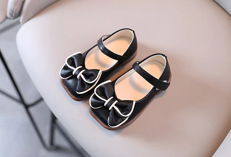 Spring and Autumn Children's Shoes, Small Leather Shoes  Casual Babies Square Mouth Shoes Bow Ties  Princess Shoes Single Shoes