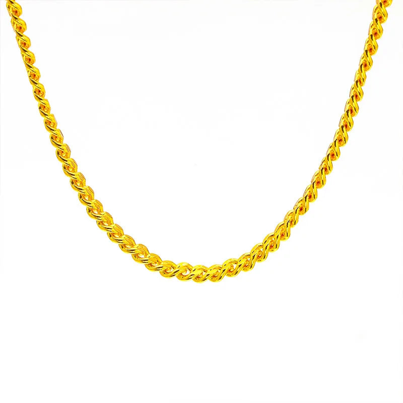 Women's 24K Gold S-Clasp Necklace, AU999 Fine Gold, Stylish & Versatile