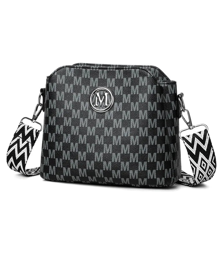 Synthetic Faux Leather Shoulder Bag For Women Retro Crossbody Bag with Golden "M" Monogram, Purse Work, Travel, Parties & Gifts