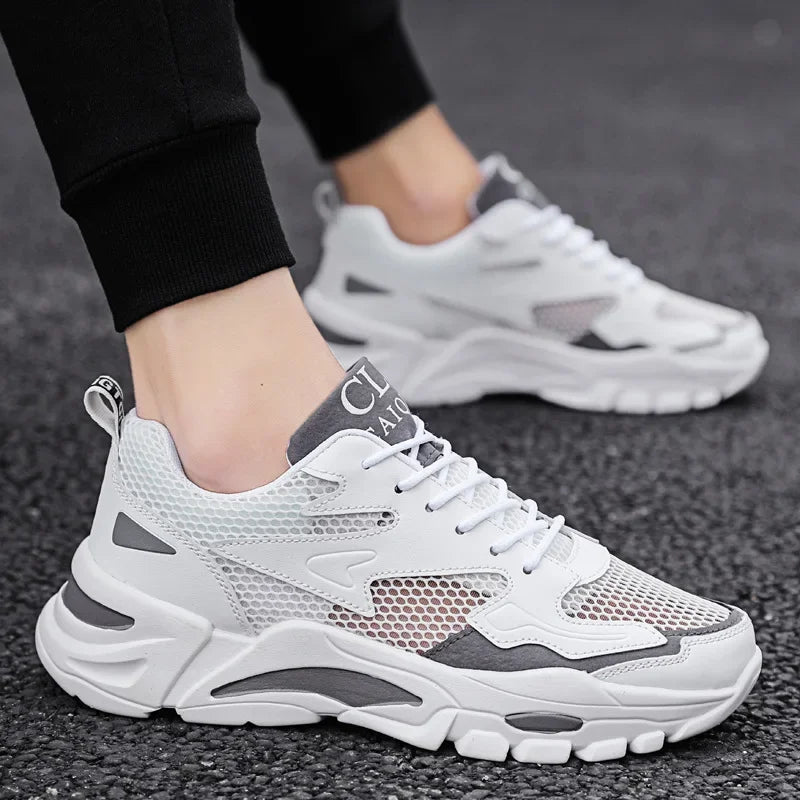 Mesh Men's Sneakers white summer platform sneakers Stylish Lace-up Male Sneaker Breathable Man Tenis Footwear men's sports shoes